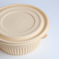 Contenant alimentaire en amidon de maïs, bol jetable biodégradable rond avec couvercle, 350 ml à 1000 ml, pour l'emballage de plats à emporter des restaurants