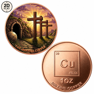Moneta in Rame Puro 999 da 1 Oz, Stampata a Colori 2D, Commemorativa Religiosa, Croci della Risurrezione e Tombe Vuote - Product Image 1