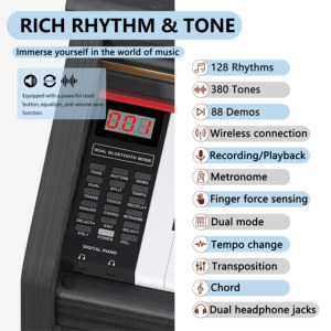 Piano Digital KIMFBAY con Teclado de 88 Teclas Contrapesadas, Instrumento Musical Electrónico - Product Image 2