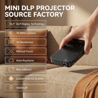 Aumiro S90 4K 3D Projecteur Pico Intelligent Android avec Batterie Intégrée de 1,5 Heure, 150 Lumens, WiFi 2.4G/5G, Mini Portable de Poche pour la Maison