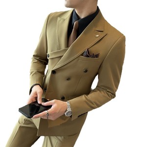 <span class=keywords><strong>Costume</strong></span> d'affaires <span class=keywords><strong>haut</strong></span> <span class=keywords><strong>de</strong></span> <span class=keywords><strong>gamme</strong></span> pour <span class=keywords><strong>homme</strong></span>, croisé, rayé, respirant, infroissable, en tissu peigné viscose/polyester, coupe droite, grande taille - Product Image 2