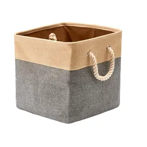 Produttore Semplice In Cotone E Lino Beige di Colore Grigio Con Cavetto In Cotone Gestire La Protezione Dell'ambiente Desktop Scatola di Immagazzinaggio