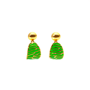 Pendientes de Moda con Diseño de Esmalte Verde, Acero Inoxidable 316L con Baño de Oro PVD, Joyería de Diseño - Product Image 2