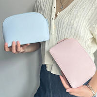Trousse de Maquillage Personnalisée Grande et Mignonne, Résistante à l'Eau, en Forme de Coquillage, pour Voyage, Organisateur Cosmétique en PU avec Fermeture Éclair pour Femme