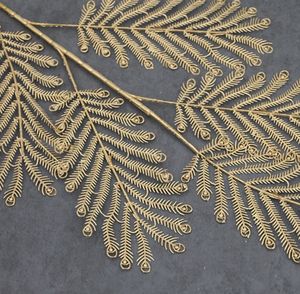 Feuilles d'eucalyptus artificielles dorées, feuilles de ginkgo dorées pour mariage, décoration, variété de feuilles de plantes dorées artificielles - Product Image 2