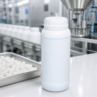 Bouteille en plastique ronde à large ouverture de 1000 ml en HDPE de 63 mm, pot de stockage pour comprimés, capsules et poudres