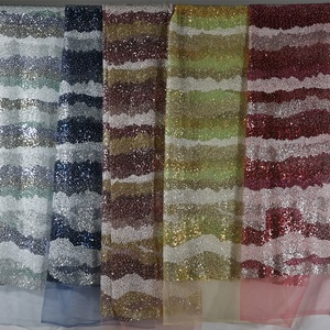 French Blossom Floral <strong>Pattern</strong> Beaded <strong>on</strong> Soft Tulle Embroidery Sequin Guipure Lace Fabric for Kids - Product Image 1