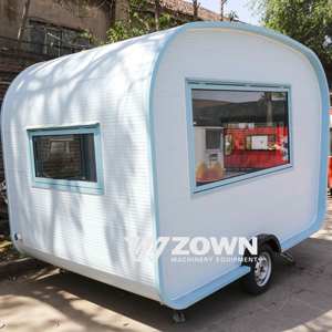 ZOWN Mobile Food Trailer White With Blue Trim Compact Outdoor <b>Vending</b> Kiosk For <b>Sale</b> - Product Image 1