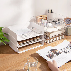 Desktop Storage <b>Box</b> Rectangle Stackable Standing Type Desk Organizer Neatening Storage 1st Floor - Product Image 1