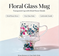 Mug en verre borosilicate à double paroi avec poignée isolante, motif floral, tasse à café et à thé, décoration d'intérieur, cadeau