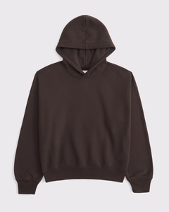 Sudadera con capucha Leduo personalizada para mujer, holgada, corta, color marrón sólido, informal, de manga larga - Product Image 3