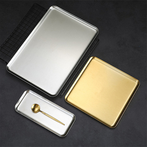 Hình chữ nhật không dính Pan thép không gỉ <span class=keywords><strong>Cookie</strong></span> nấu ăn Tấm nướng khay hấp xúc xích món ăn trái cây nướng cá tấm bakeware - Product Image 3