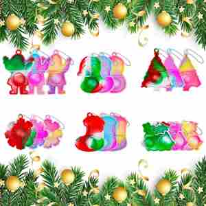 Custom Fidget <b>Toys</b>-Christmas Themed Stress Relief Keychains, Mini Bubble - Pressing <b>Mochi</b> <b>Toys</b> - Product Image 2