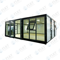 Maison préfabriquée modulaire pliable FLKT à double aile, pour toit plat, robuste, étanche, résistante au vent et au feu, avec salon