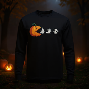 Camiseta de manga larga con diseño de Halloween Gamer Pumpkin Eating Ghosts - Product Image 3