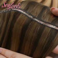 Extensions de cheveux humains slaves de luxe, trame papillon, 20 pouces, sans couture, fines, double trame, blond platine balayage, cheveux russes