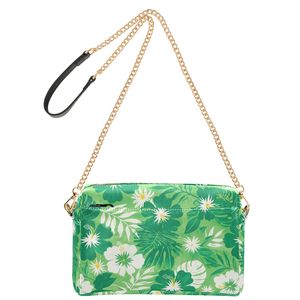 Sac bandoulière imprimé hibiscus hawaïen avec chaîne, sac à bandoulière personnalisé en cuir PU pour femme, mini sac carré - Product Image 2