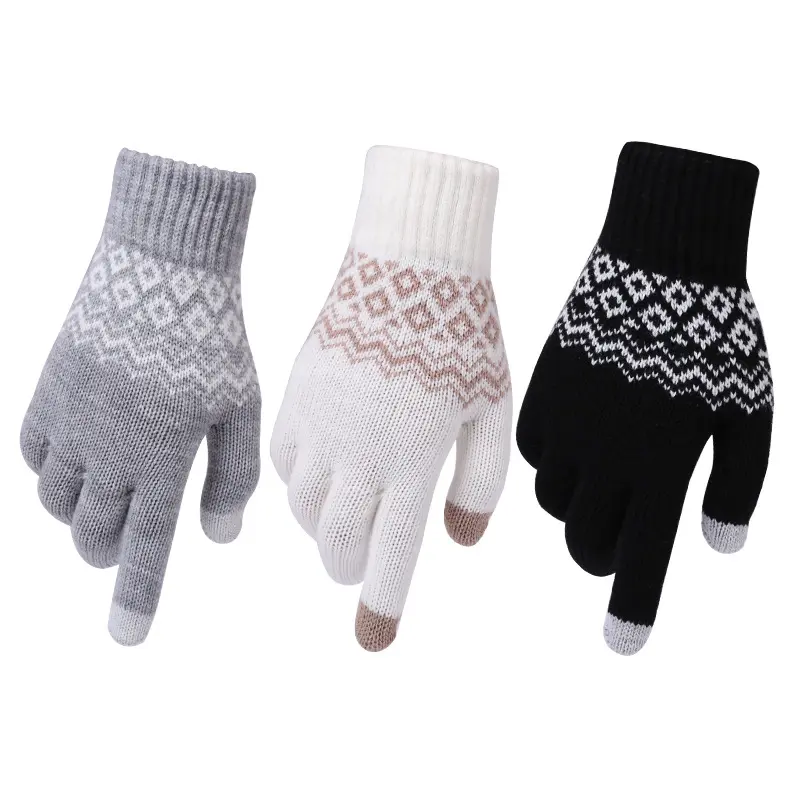 Gants d'hiver chauds pour hommes et femmes avec écran tactile mitaines tricotées en laine acrylique gants d'hiver en tricot acrylique