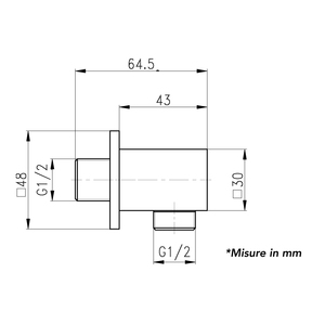 1/2-1/2 BLACK <b>SQUARE</b> WATER INLET Turning <b>Tool</b> - Product Image 3