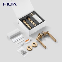 Poignées de porte rondes de luxe avec serrure à levier et écusson, série Aroma, brevet FILTA
