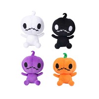 Boneka Plush Labu Hantu Halloween Putih Hitam Ungu Oranye Lentera Seram Mainan Boneka Labu Halloween