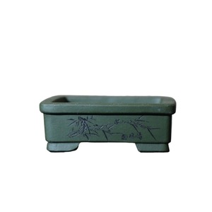 Maceta Cuadrada de Arcilla Púrpura para Bonsái en Miniatura, Grabada con Diseño Su Bing, Arcilla Verde, Maceta de Escritorio para Bonsái, Maceta de Artista Famoso - Product Image 5