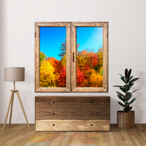 Fenêtre <span class=keywords><strong>LED</strong></span> personnalisable avec impressions scéniques interchangeables, cadre en bois pour la décoration du salon et de la chambre - Product Image 1