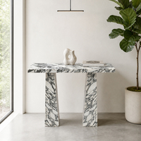 Table console de luxe OEM en marbre sur mesure Calcutta Viola poli, table d'appoint, mobilier de décoration pour villa, couloir, bar à domicile