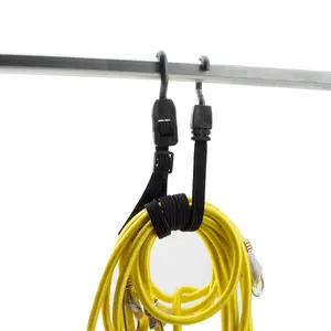 Customized Color Superior Latex Flat Bungee Cord With Hooks Adjustable Length Bungee Cords