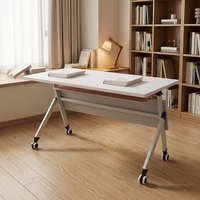 Bureau d'ordinateur moderne en bois, table de réunion pliable modulaire portable pour bureau, école, salle de formation