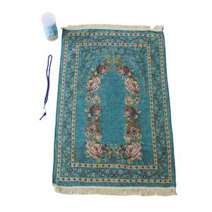 Alfombra floral de chenilla suave con base antideslizante, lavable, bolsa de transporte portátil, kit de oración islámica YASEEN - Product Image 1