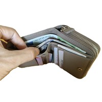 Portefeuille pour femme tendance, porte-cartes de crédit et d'argent, en cuir de vache véritable, porte-monnaie miniature avec fermeture éclair, protection RFID