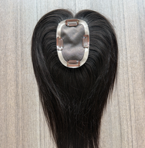 En stock: Pequeño mono topper de cabello humano <span class=keywords><strong>3x4</strong></span> para cobertura de la corona, ideal para áreas delgadas, de 10 pulgadas, ligero, para disimular la calvicie en la raíz. - Product Image 3