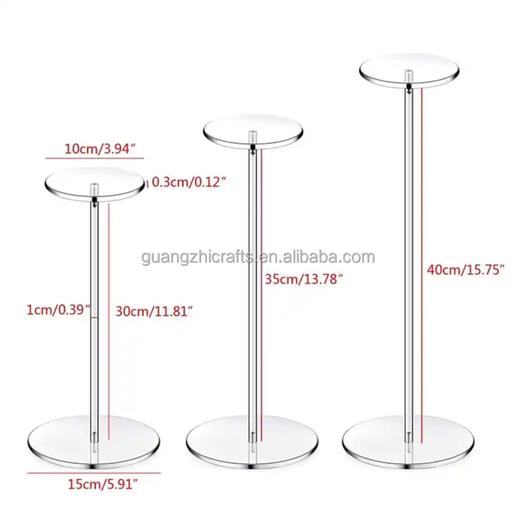 SYF-UN Supporto per cappelli in acrilico, porta parrucche, 30 cm, trasparente, per display con piedistallo e base rotonda in acrilico, per display cappelli, orologi gioielli