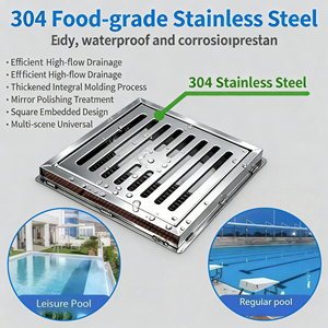 Grille de couvercle de drain de <span class=keywords><strong>piscine</strong></span> en acier inoxydable 304, raccords de sortie d'eau de spa, accessoires de filtre, ensemble de raccords de tuyauterie - Product Image 1
