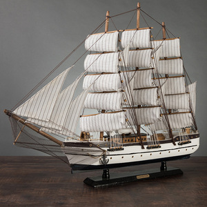 80cm modello nave nautica home desk decor scultura in legno artigianato barca a vela in legno modello di nave - Product Image 2