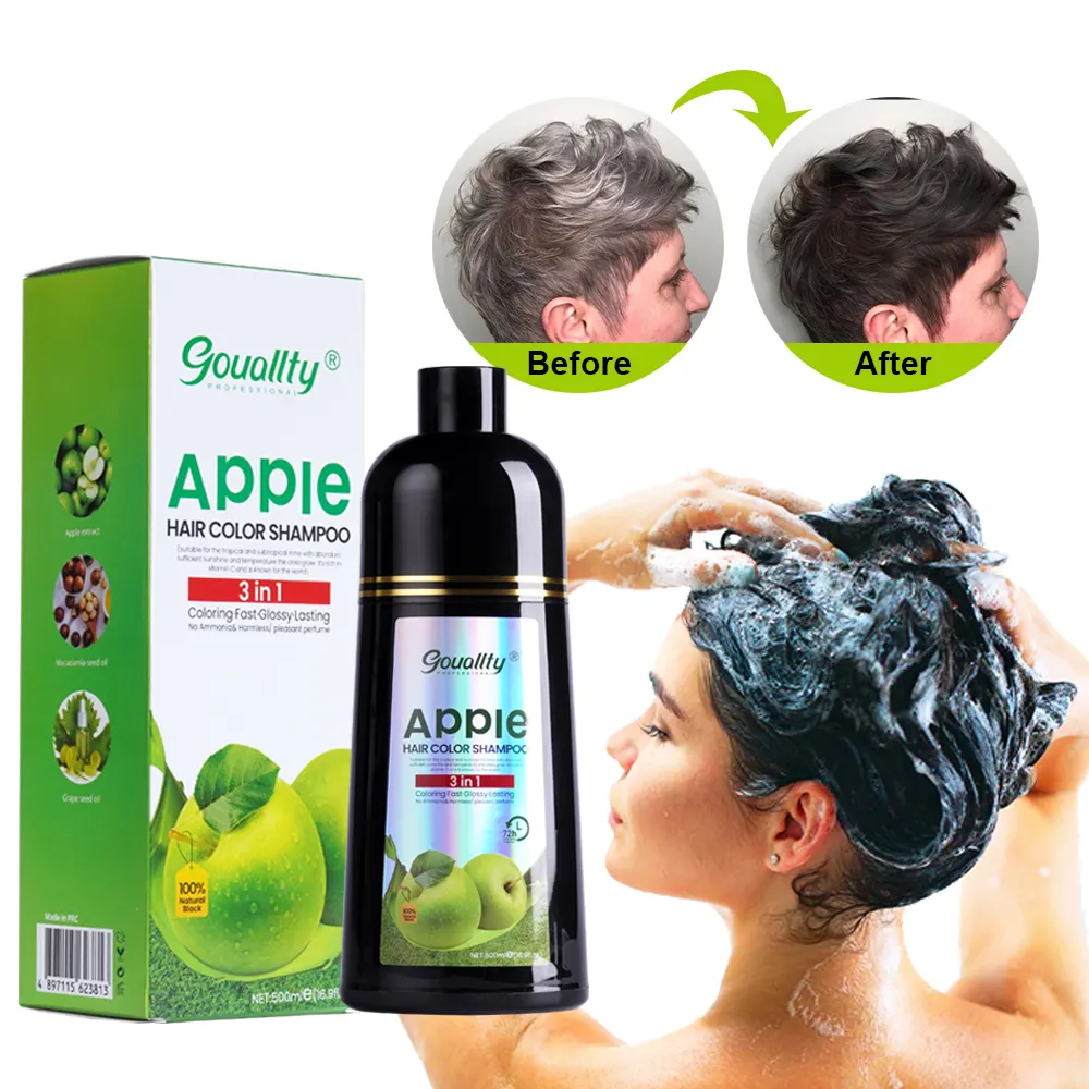 Speedy Best Herbal Apple Ammonia Free Semi-permanent Hair Dye Color Shampoo Hair Black Shampoo For White Grey Hair
