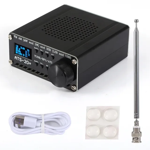 New ATS-20+ Plus ATS20 V2 SI4732 Radio Receiver FM AM (MW & SW) SSB (LSB & USB)  with  battery + Antenna + Speaker + Case