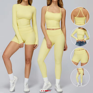 Conjunto de fitness de etiqueta privada Ropa deportiva de fitness para mujer Leggings de alta elasticidad Pantalones cortos Conjunto de yoga - Product Image 2