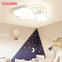 Lampu Langit-langit LED Kreatif Awan Kartun Kamar Anak-anak Akrilik Ultra-tipis Desain Modern Basis Besi YOUWIN Tiga Warna