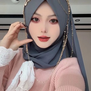 Hijab Muçulmano com Decoração Metálica para Mulheres, Estilo da Arábia Saudita e Dubai, Lenço Islâmico para Uso Diário, Lenço Turco - Product Image 1