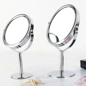스탠드가있는 BIJIA 메이크업 거울 1X/2X 배율 양면 360 도 회전 돋보기 거울 휴대용 테이블 거울
