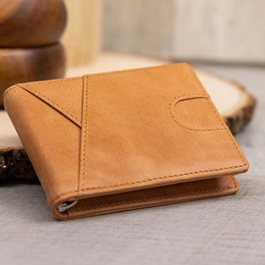 Wholesale Premium Cowhide Crazy Horse <b>RFID</b> <b>Blocking</b> Thread Short Vintage Open Closure Men's <b>Wallet</b> Card Holder Polyester for - Product Image 4