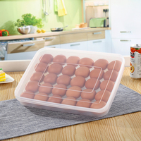 Organiseur de réfrigérateur transparent à 30 compartiments, boîte de rangement en plastique transparent pour œufs de poule, plateau de rangement avec couvercle