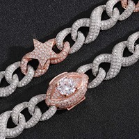 Collier chaîne cubaine personnalisé en argent sterling 925 plaqué or, serti de moissanite VVS, style hip-hop, pour homme