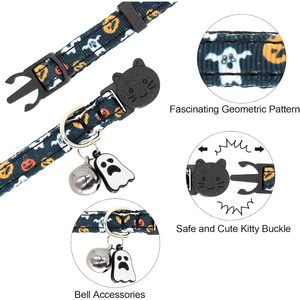 Confezione da 2 pezzi con colletto di Halloween Design con zucca e fascino fantasma arancione e nero per la sicurezza degli animali domestici - Product Image 2