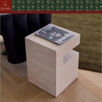 Table de chevet en travertin beige de style minimaliste moderne GOLDKING, sur mesure, pour salon et chambre à coucher, en pierre