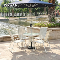 Table de jardin avec parapluie pliable, mobilier d'extérieur, ombrelle de plage, soleil