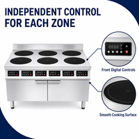 Cuisinière à induction multi-brûleurs 380V en acier inoxydable, cuisinière électrique sur pied pour restaurant et cuisine