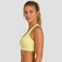 Soutien-gorge de sport personnalisé à bords collés, bonnets fixes, dos croisé réglable, découpes laser, anti-dérapant, pour le yoga, la gym et le fitness